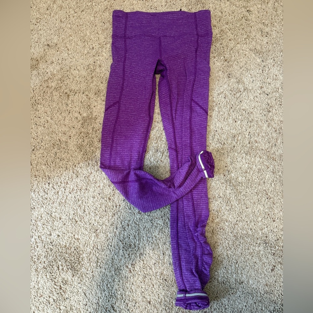 Purple Lulu running tights.